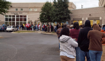 The Line -- Waiting for Services at Crisis Assistance Ministries in Charlotte, North Carolina). Photo courtesy of Crisis Assistance Ministries.